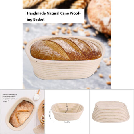 Panier de Pousse en Canne Naturelle Non Blanchie pour Pain - 21x13.5x8cm - Kit de Boulangerie Artisanal