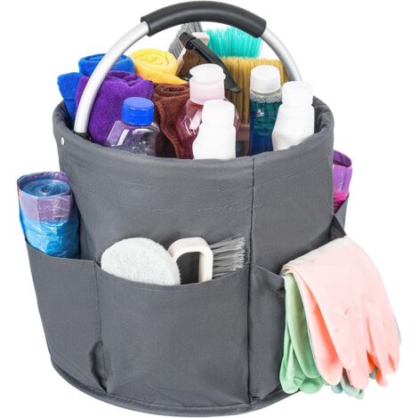 Panier De Rangement - 1 Unité - Tissu Oxford - Multi-poches Et Poignée - Pour Produits Ménagers Et Outils - 28x28x28 Cm