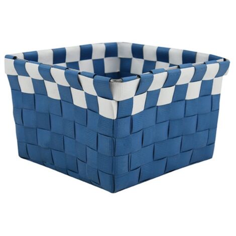 Panier de rangement 14x14x9cm Bleu Marine & Blanc MSV