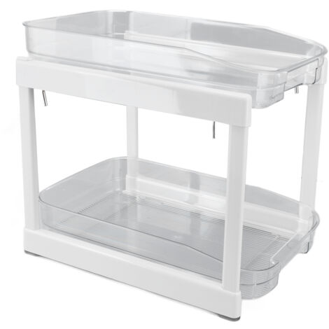 Panier de Rangement 2 Étagères Coulissant pour Évier - Organisateur Placard Cuisine Salle de Bain