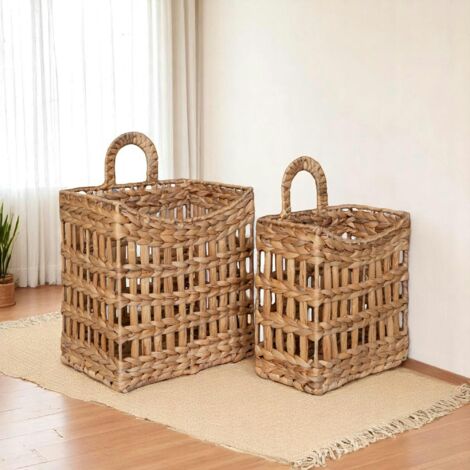 Panier de rangement à suspendre en jacinthe d'eau (lot de 2)