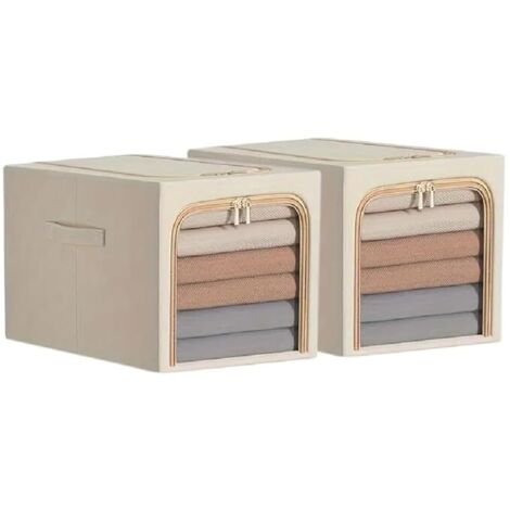Panier de rangement avec fenêtre, boîte de rangement pour vêtements, boîte en tissu pour la maison, organisateur de déménagement pour vêtements, pliable, panier de rangement pour dortoir, blanc - 2 pi