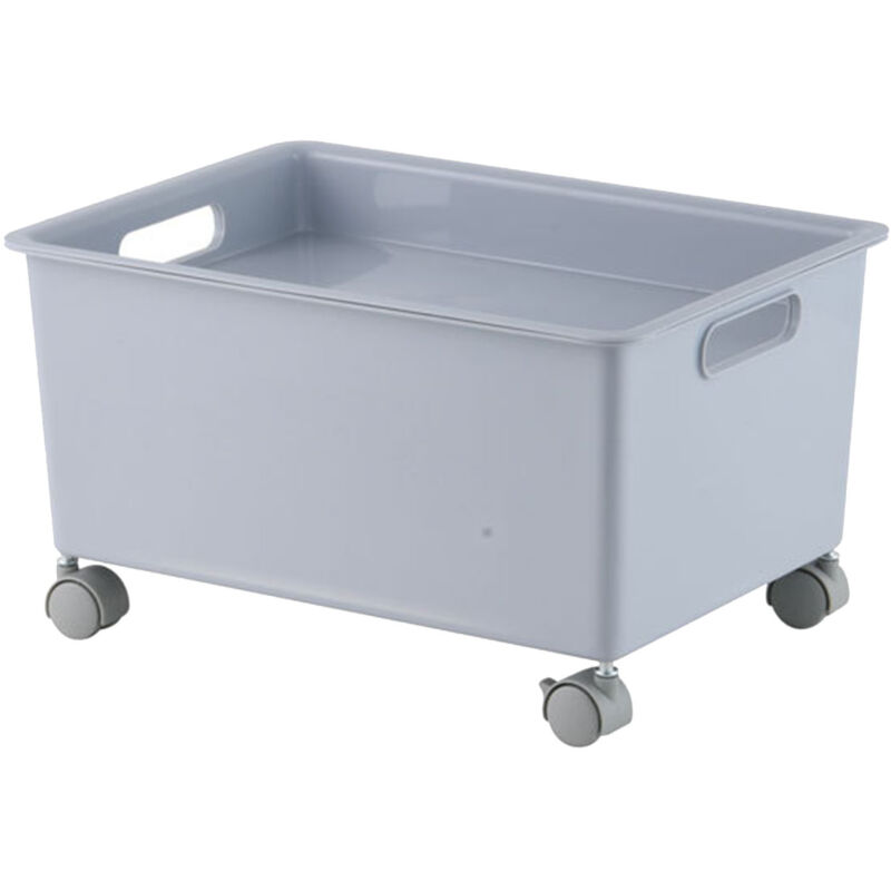 Panier de Rangement avec Roulettes - Boîte Organisatrice Grande Capacité Gris pour Livres, Vêtements, Chaussures - PP Résistant et Portable