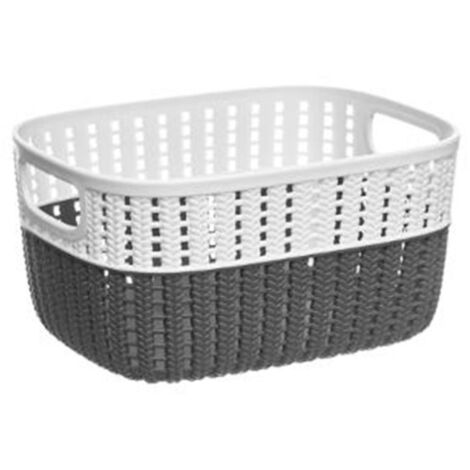 Panier de Rangement Bicolore 3,5L Blanc & Gris