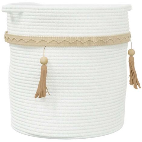 Panier de rangement blanc Ø38x36 cm coton CFW560869