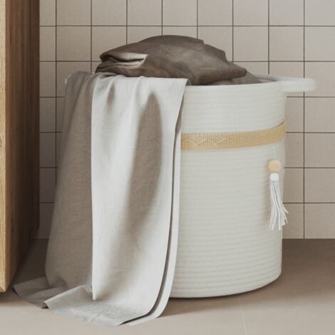 Panier de rangement blanc Ø38x36 cm coton vidaXL498409