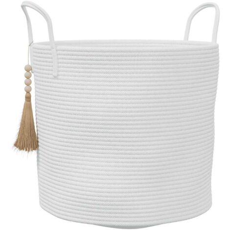 Panier de rangement blanc Ø40x35 cm coton CFW356476