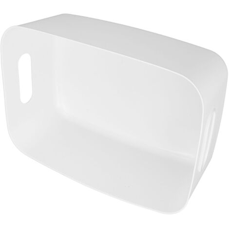 Panier de Rangement Blanc Grande Capacité avec Poignée Résistant en PP Usage Polyvalent Conteneur Plastique
