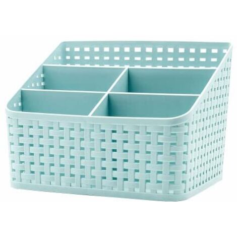 Panier de Rangement, Boîte de Rangement en Plastique, Boîte de Rangement pour Bureau, Chambre à Coucher, Comptoir, Cuisine-Bleu