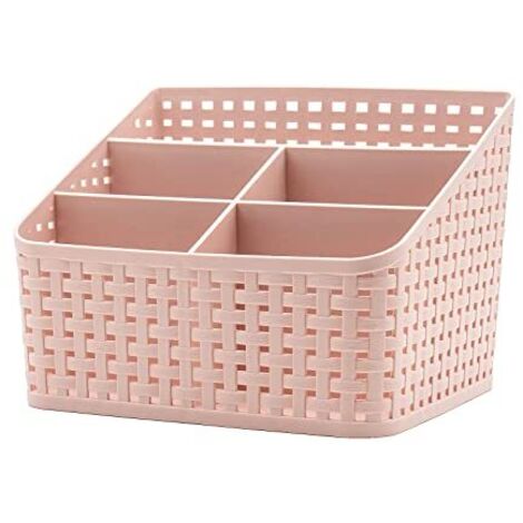 Panier de Rangement, Boîte de Rangement en Plastique, Boîte de Rangement pour Bureau, Chambre à Coucher, Comptoir, Cuisine-Rose