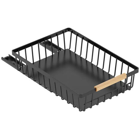 Panier de Rangement Coulissant, Tiroir Organisateur, Porte-épices, Panier Coulissant sous Evier,28X9.8X39.5cm,noir,avec 4 pistes