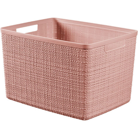 Panier de rangement Curver aspect jute 20L rose