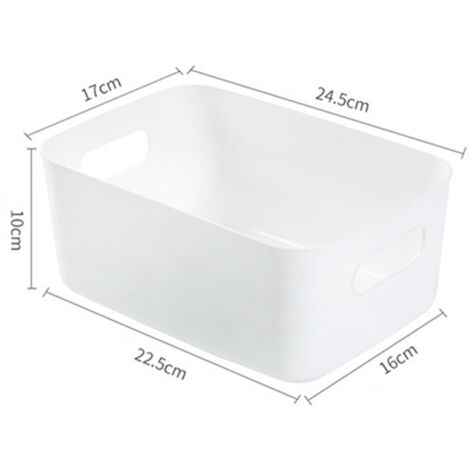 Panier de Rangement de Bureau en PP, Boîte de Stockage Cosmétique avec Poignée, Organisateur de Petit Objet Blanc Moyen pour Maison