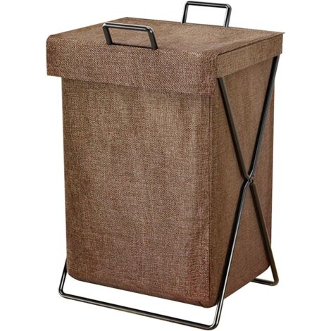 Panier de rangement de luxe pour linge sale, rangement du linge, objet décoratif, étagère de salle de bain, panier à linge, organisateur de linge (noir + couleur café)