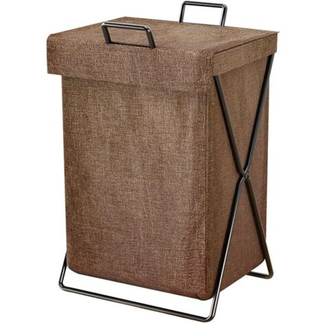 Panier de rangement de luxe pour linge sale, rangement du linge, objet décoratif, étagère de salle de bain, panier à linge, organisateur de linge (noir + couleur café)