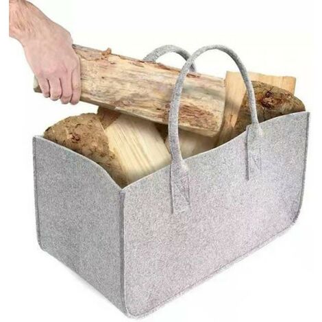 Panier de rangement de sac de transport de stockage de bois de chauffage portable extérieur (gris clair) 1 pièces