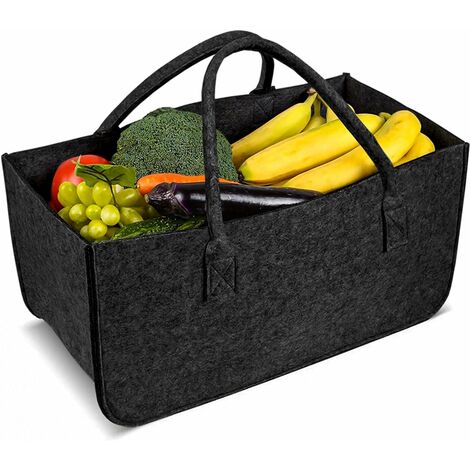 Panier de rangement de sac de transport de stockage de bois de chauffage portable extérieur (noir) 1 pièces