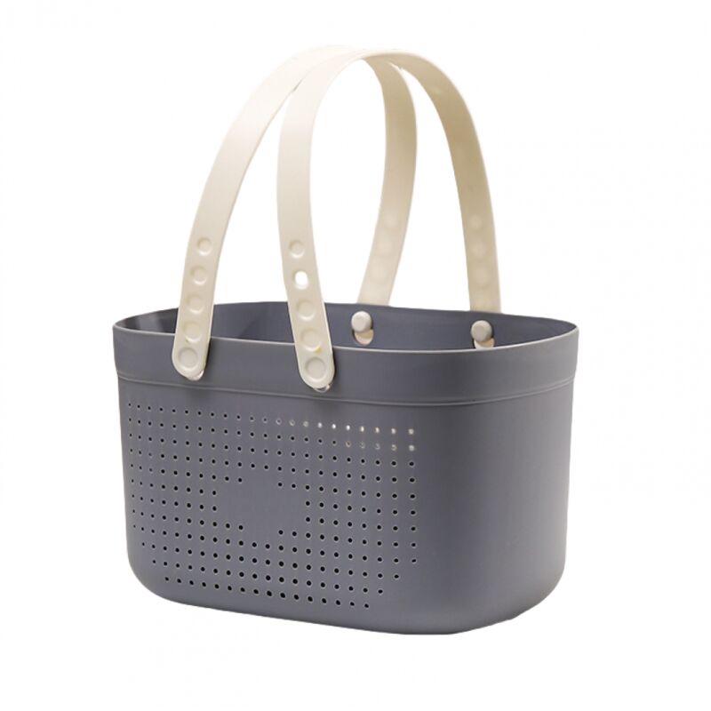 Panier de rangement de salle de bain (gris), panier de douche portable en maille, panier de douche, panier de douche avec évents, panier de rangement