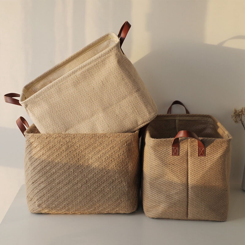 Panier de rangement décoratif en tissu à points denses pour vêtements sales
