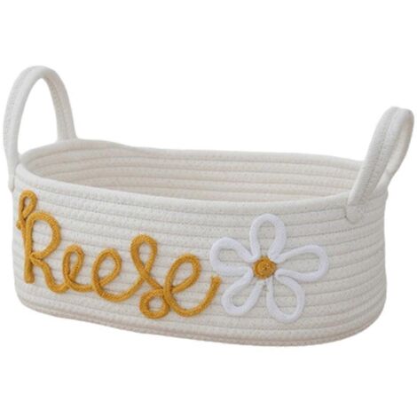 Panier de rangement en corde avec poignées pour petits objets du quotidien, jaune.