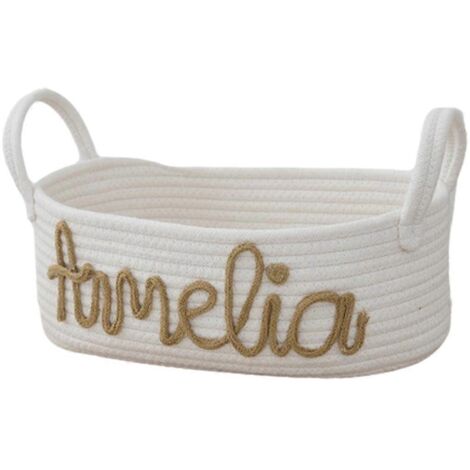 Panier de rangement en corde avec poignées pour petits objets ménagers, marron--