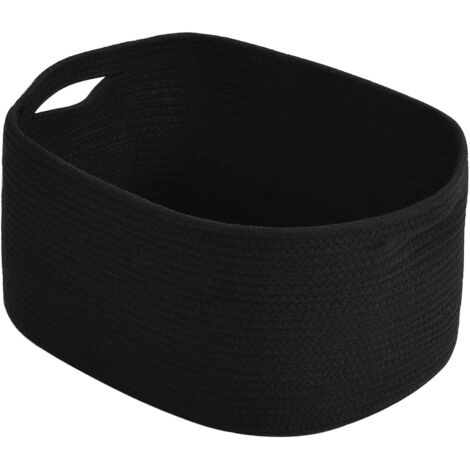 Panier De Rangement En Corde De Coton - 38 X 25 X 23 Cm - Pour Étagères, Vêtements, Serviettes, Livres, Linge - Noir - 1 Pièce