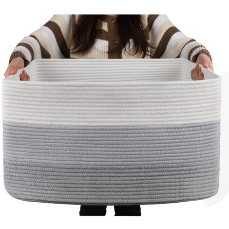 Panier de rangement en corde de coton, panier de rangement tissé simple, 554330cm, gris trois pièces