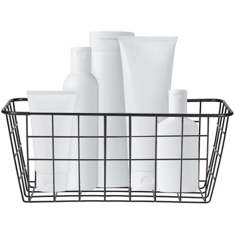 VURAHOME - Panier de rangement en fer organisateur de rangement mural fil panier suspendu étagère de salle de bain pour chambre salle de bain