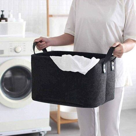 Panier de rangement en feutre – 2 pièces, dimensions 33 x 23 x 20 cm, avec poignées, idéal pour vêtements, serviettes et articles de toilette