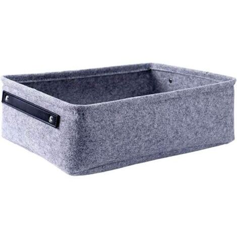 Panier de rangement en feutre, conteneur de rangement avec poignée, boîte de rangement en cube pour clés, cosmétiques, jouets, articles de toilette, gris clair S