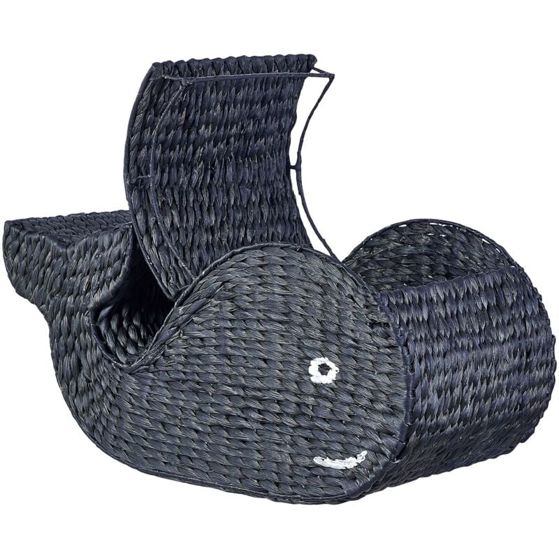 Beliani - Panier de Rangement en Fibres de Jacinthe d'Eau Noir 68 x 30 cm en Forme de Baleine Orania
