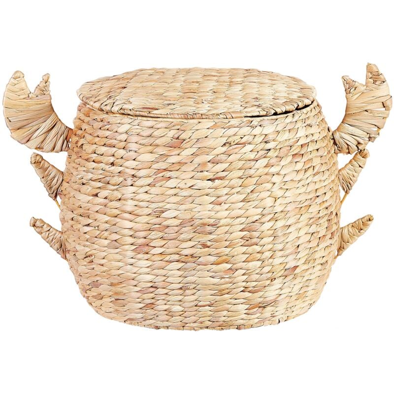 Panier de Rangement en Fibres de Jacinthe d'Eau Ton Naturel 67 x 48 cm avec Pinces de Crabe Kakamas