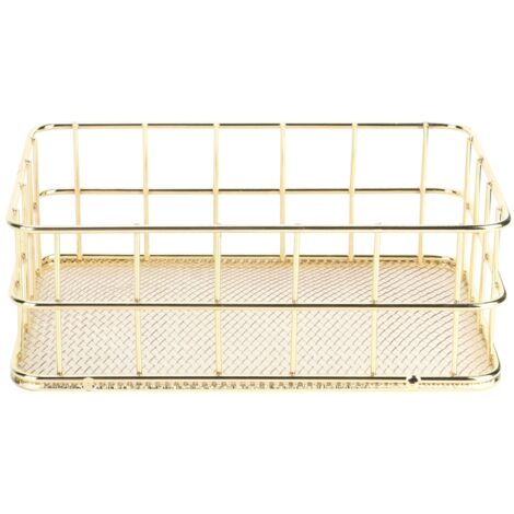 Panier de Rangement en Fil Métallique Doré - Organisateur Multifonction pour Bureau et Maison, Taille Compacte