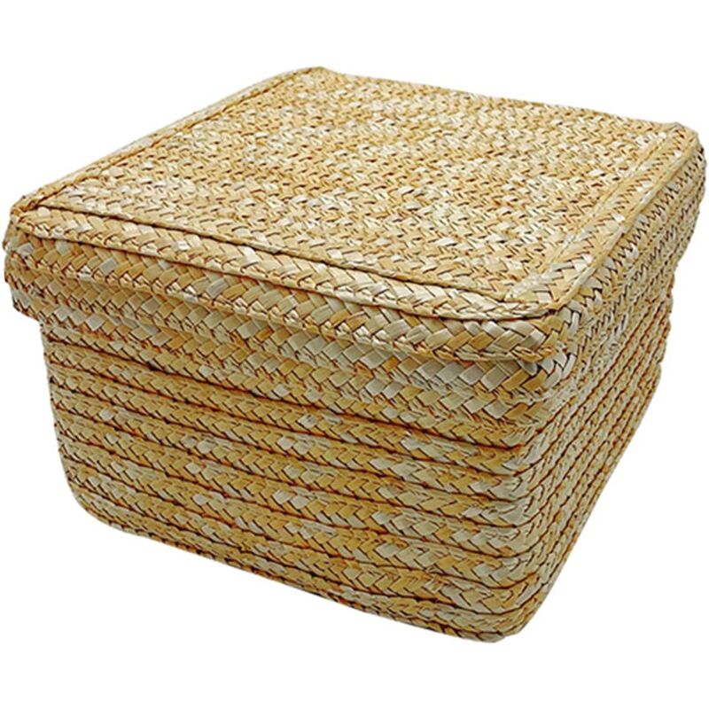 Panier de rangement en jonc de mer, panier à fleurs tressé, panier à linge en osier, boîte de rangement tissée à la main