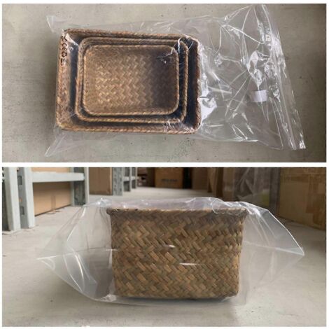 Panier de rangement en jonc de mer, paniers d'étagère en rotin faits main de différentes tailles --