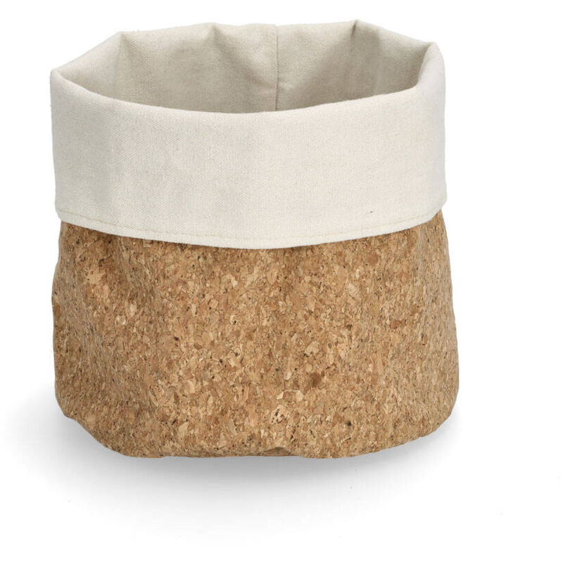 Panier de rangement en liège et coton, Ø 20 x 20 cm