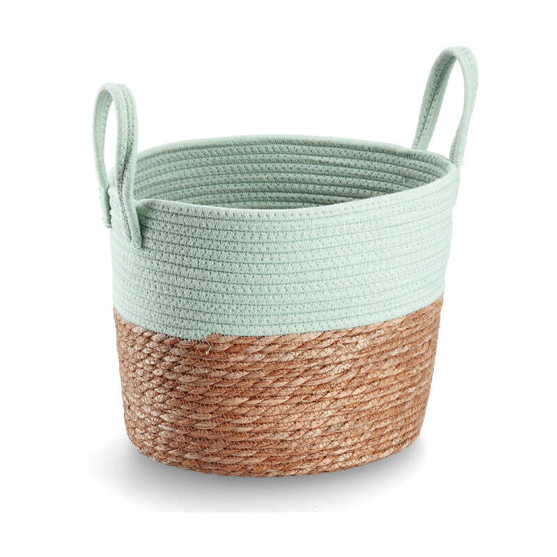 Panier de rangement en osier, coton + jonc d'eau