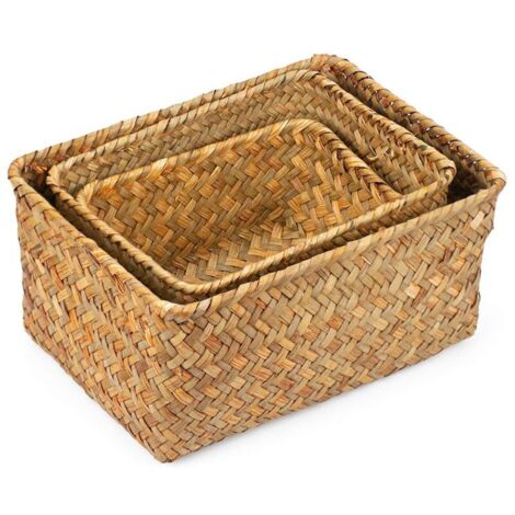 Panier de Rangement en Rotin Naturel Fait Main Multisize pour Décor et Étagère