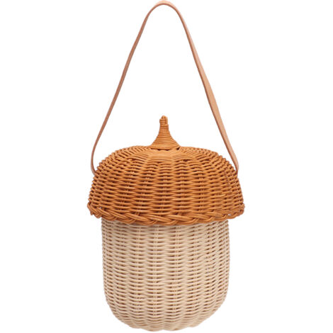 Panier de rangement en rotin pour enfants, grand sac à main en forme de gland tressé à la main, accessoire photo pour garçons et filles.