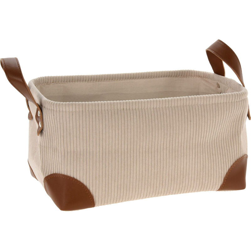 Panier de rangement en velours côtelé avec poignées, 30 x 20 x 15 cm