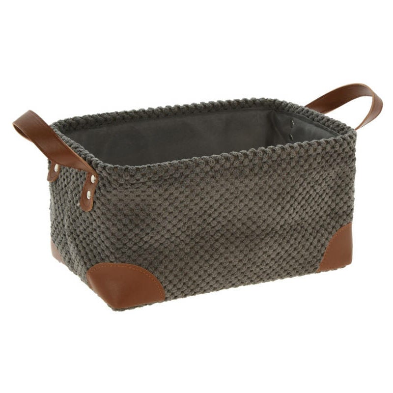 Panier de rangement en velours côtelé avec poignées, 30 x 20 x 15 cm