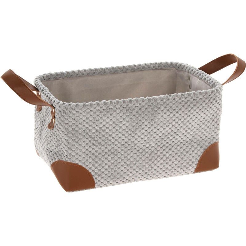 Panier de rangement en velours côtelé avec poignées, 30 x 20 x 15 cm