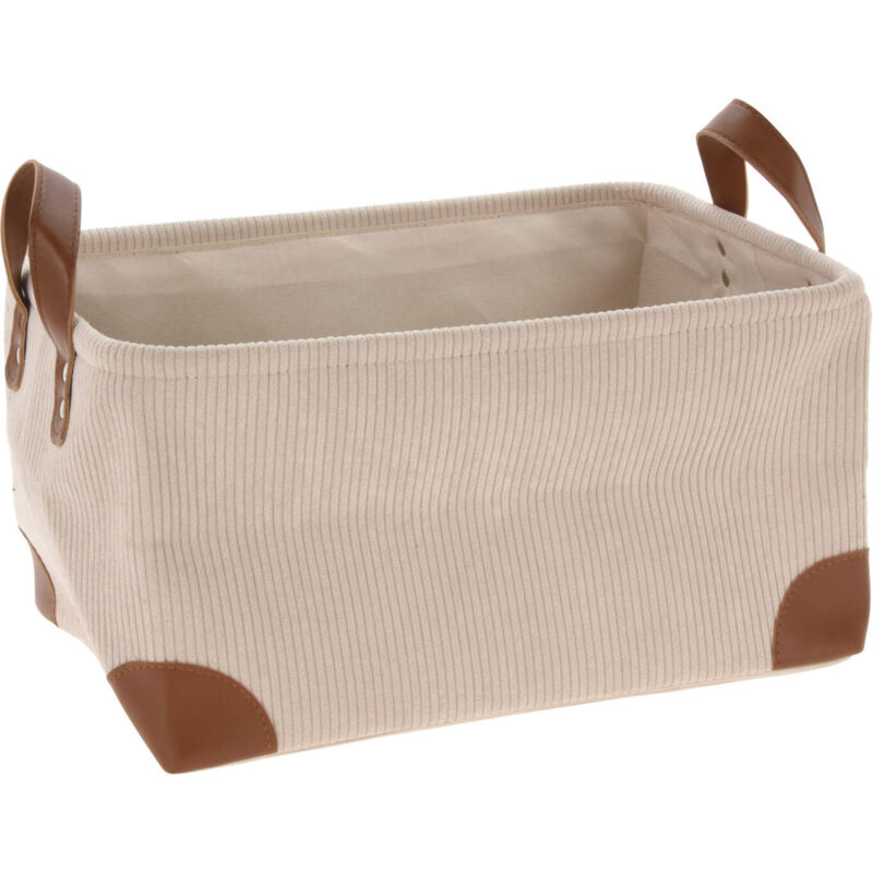 Panier de rangement en velours côtelé avec poignées, 36 x 26 x 19 cm