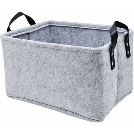 Panier de Rangement Feutre, Panier en Feutre Pliables Avec Poignée, Caisse de Rangement en Tissu pour Cosmétiques Vêtements Jouets Serviettes Livres,Seuçais