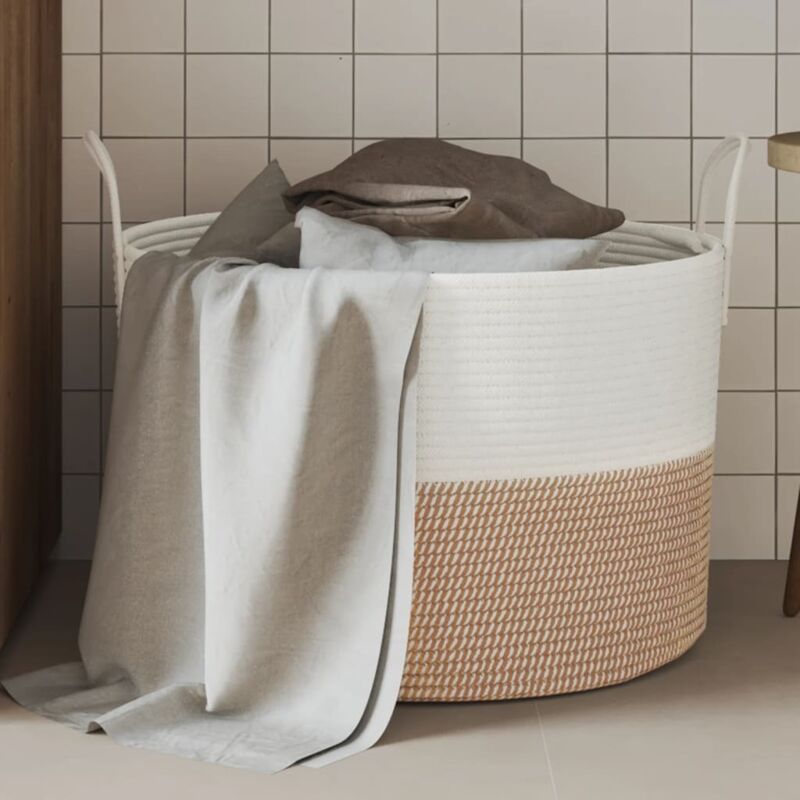 Vidaxl - Panier de rangement marron et blanc Ø51x33 cm coton