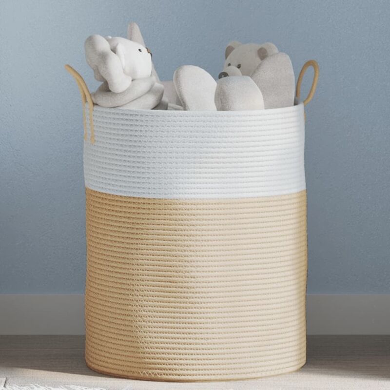 Panier de rangement beige et blanc Ø38x46 cm coton vidaXL