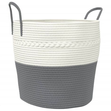 Panier de rangement gris et blanc Ø43x38 cm coton CFW441100