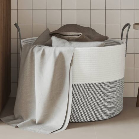 Panier de rangement gris et blanc Ø51x33 cm coton vidaXL