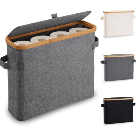 Panier de rangement gris pour rouleaux de papier toilette, 451535cm, 1 panier de rangement pour articles divers, avec couvercle, pliable.