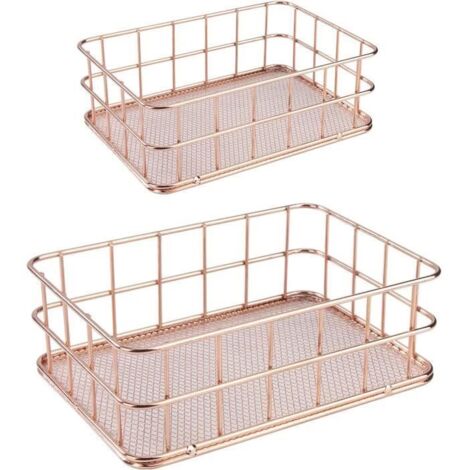 Panier de rangement - Maison - 2pcs - Métal - Or rose - Multifonctionnel
